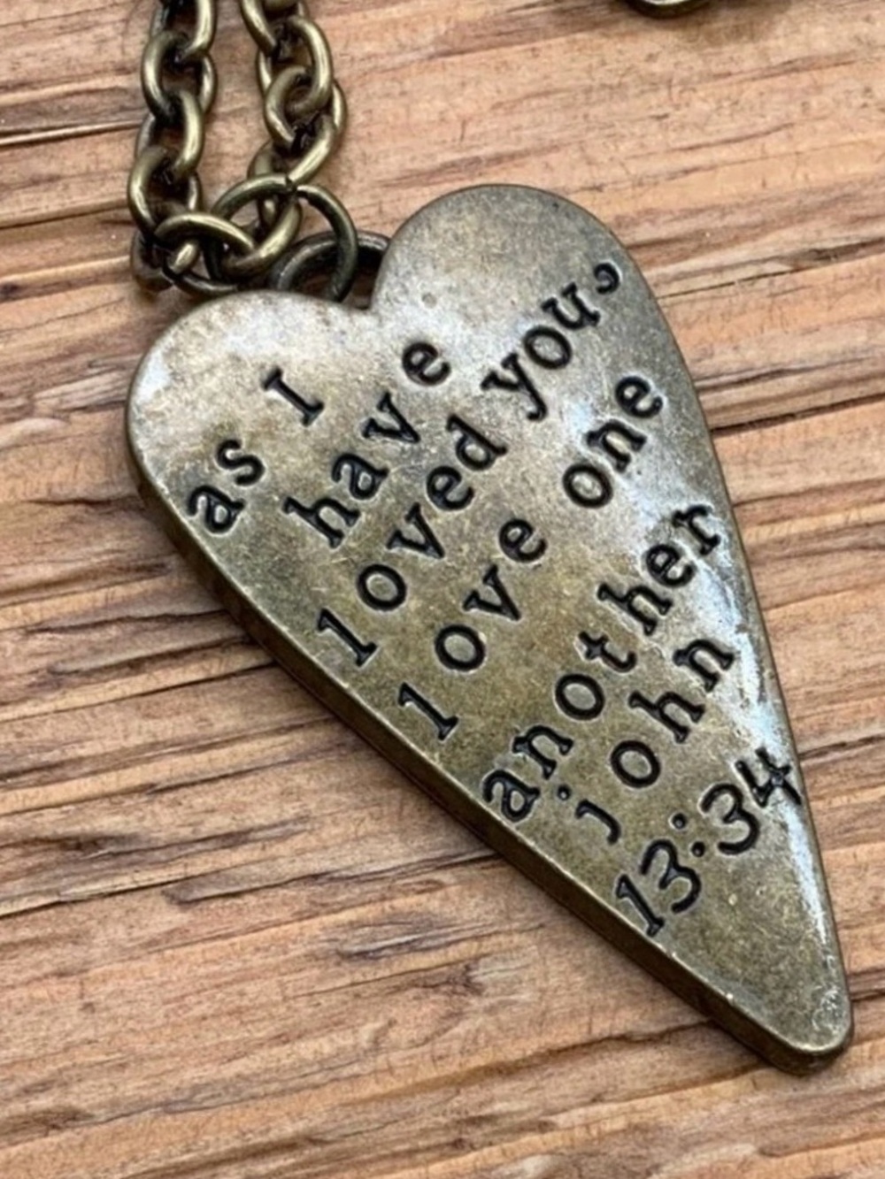 Plunder Design Jewelry John 13:34 Necklace Bronze Tone Inspirational NWOT